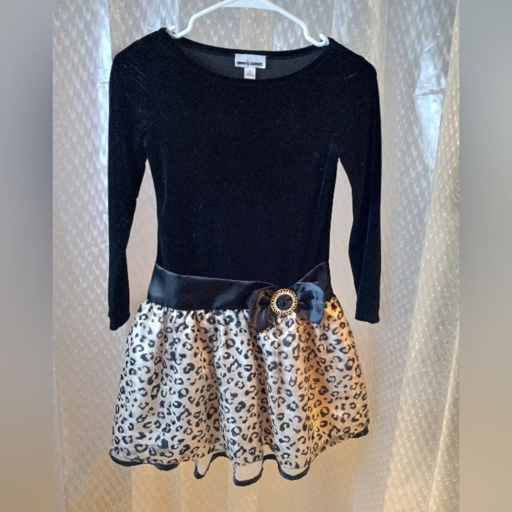 Amy's Closet Girls Size 8 Long Sleeve Leopard Print Bubble Skirt Fancy Dress